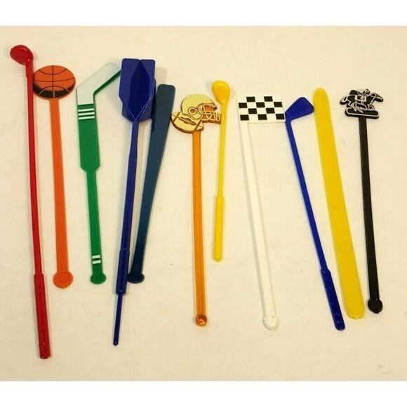Vintage Set of 62 Drink Stir Sticks Various Themes Retro Barware - Picture 10 of 13